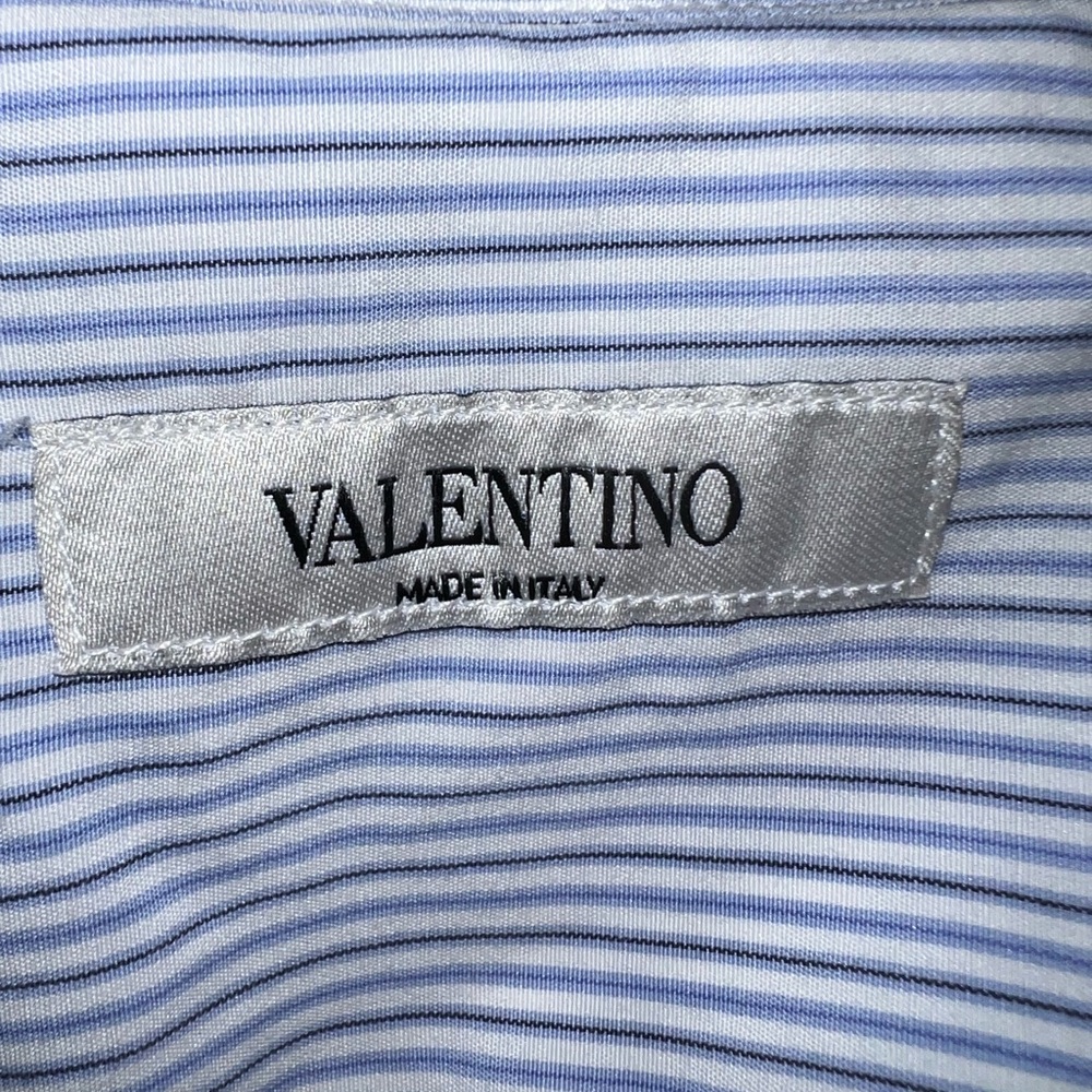 Valentino Light Blue and White Striped Shirt